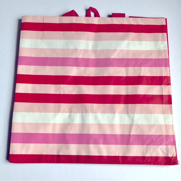 3/$15 NEW EARTHWISE Reusable Grocery Bag Pink Stripes 13.5” - Picture 2 of 16